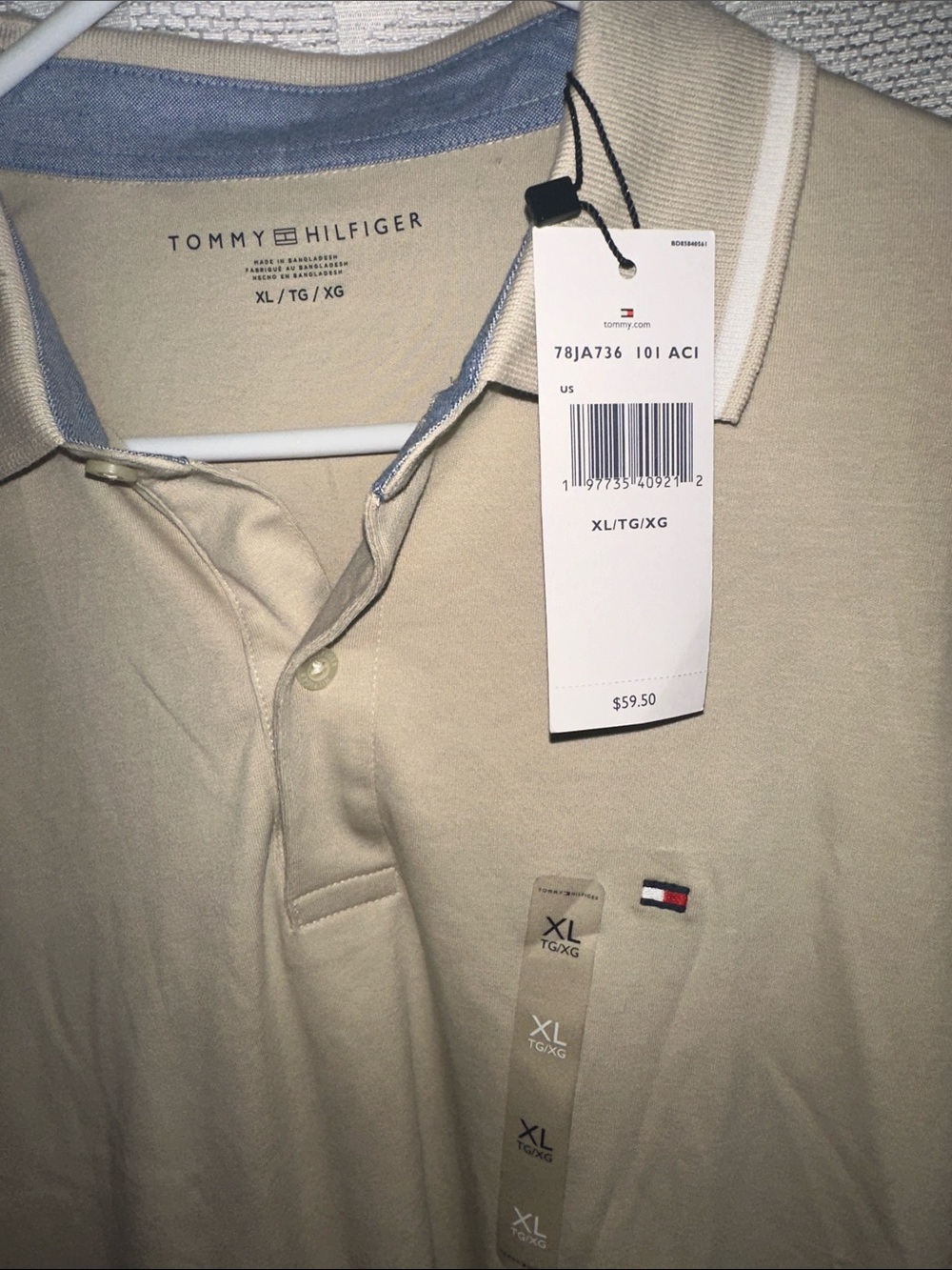 NWT Tommy Hilfiger Classic Knit Polo Top Cream White Size XL - Picture 2 of 6